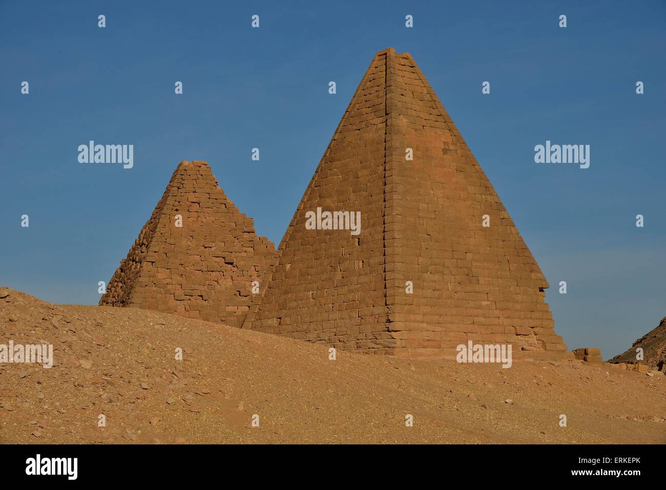 Meroitischen Pyramiden der nördlichen Gruppe am Gebel Barkal, Karima, nördlichen Staat, Nubien, Sudan Stockfoto