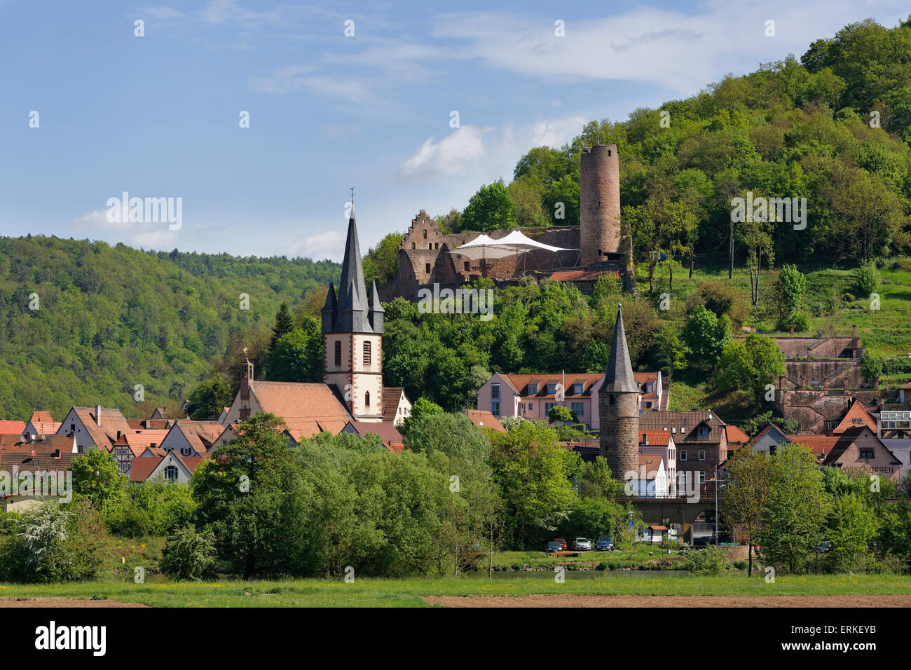 Burgruine Scherenburg, Gemünden am Main, Spessart, Mainfranken, Unterfranken, Franken, Bayern, Deutschland Stockfoto