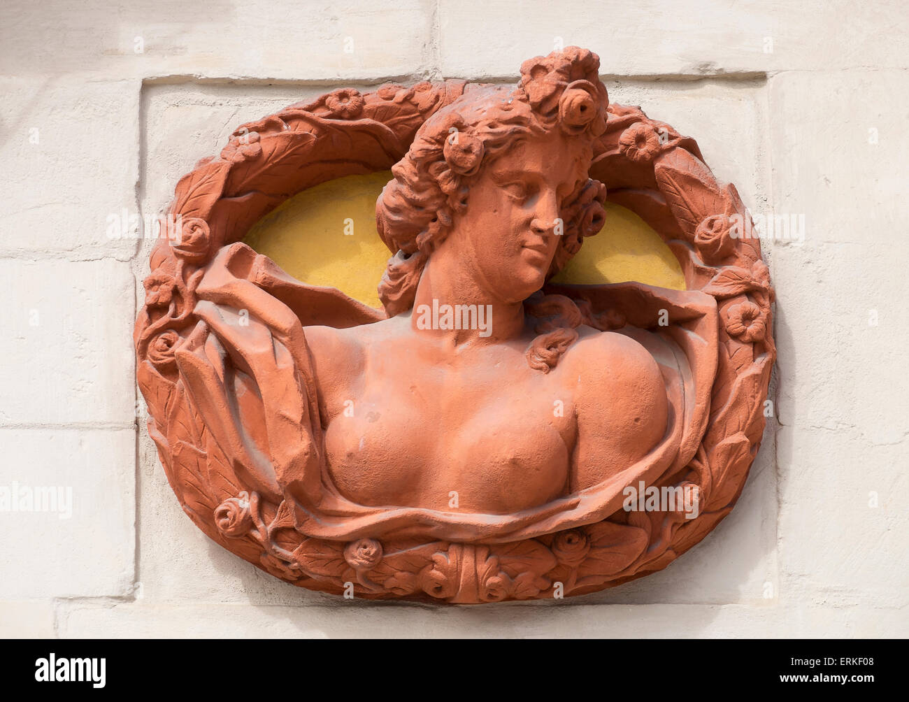 Relief-Medaillon an der Außenfassade des alten Palast, Bayreuth, Oberfranken, Franken, Bayern, Deutschland Stockfoto