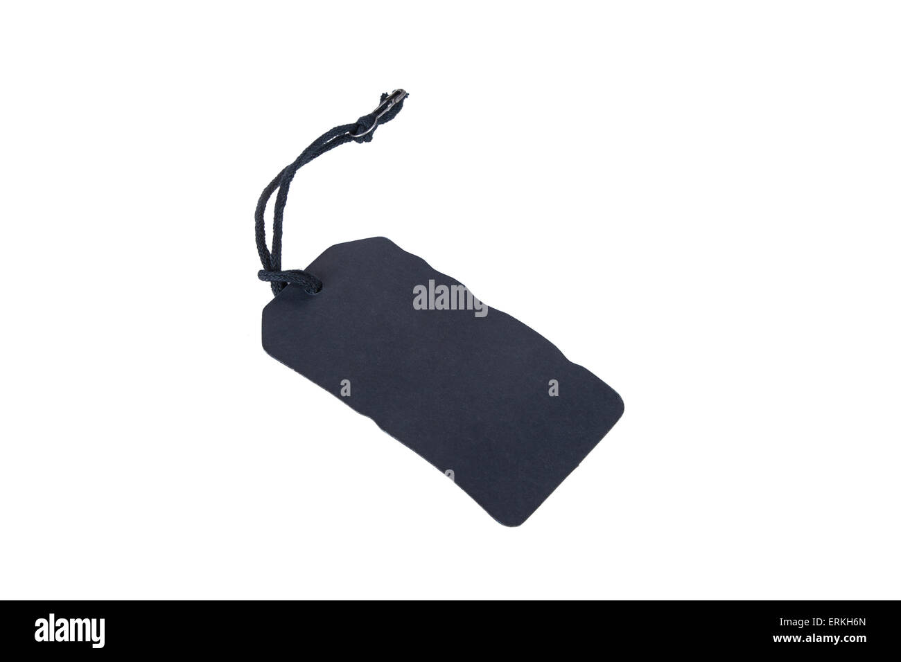 Dunklen, leeren Label mit Seil, isoliert auf weißem Hintergrund. Stockfoto