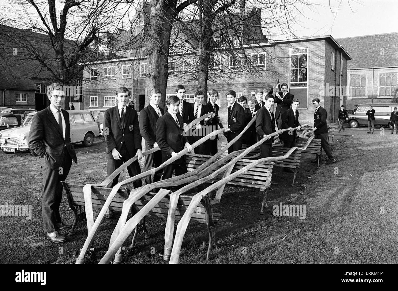Warwick School Feuerwehr, 13. Dezember 1966. Stockfoto