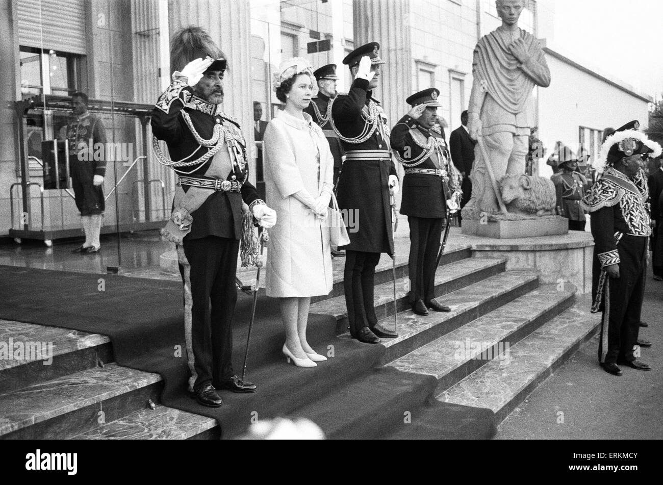 Königin Elizabeth II Staatsbesuch in Äthiopien, 1. bis 8. Februar 1965. Addis Abeba Stockfoto