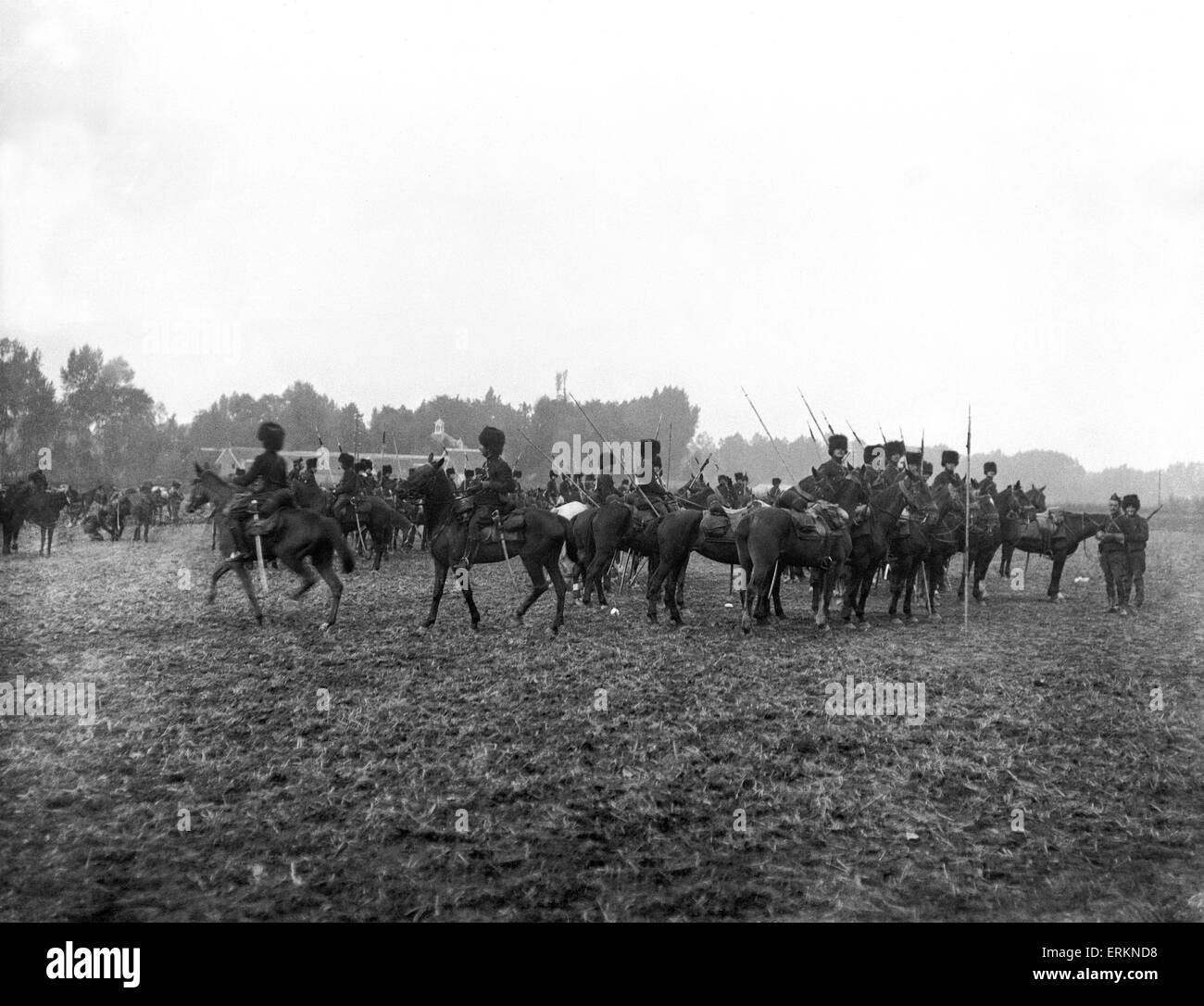 Belgische Lancers gesehen hier während der Verteidigung von Antwerpen 28. September 1914 Stockfoto