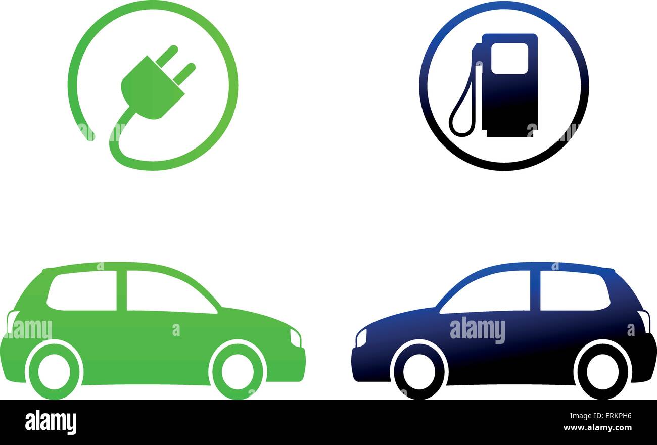 Vektor-Illustration der Elektroauto-Konzept auf weißem Hintergrund Stock Vektor