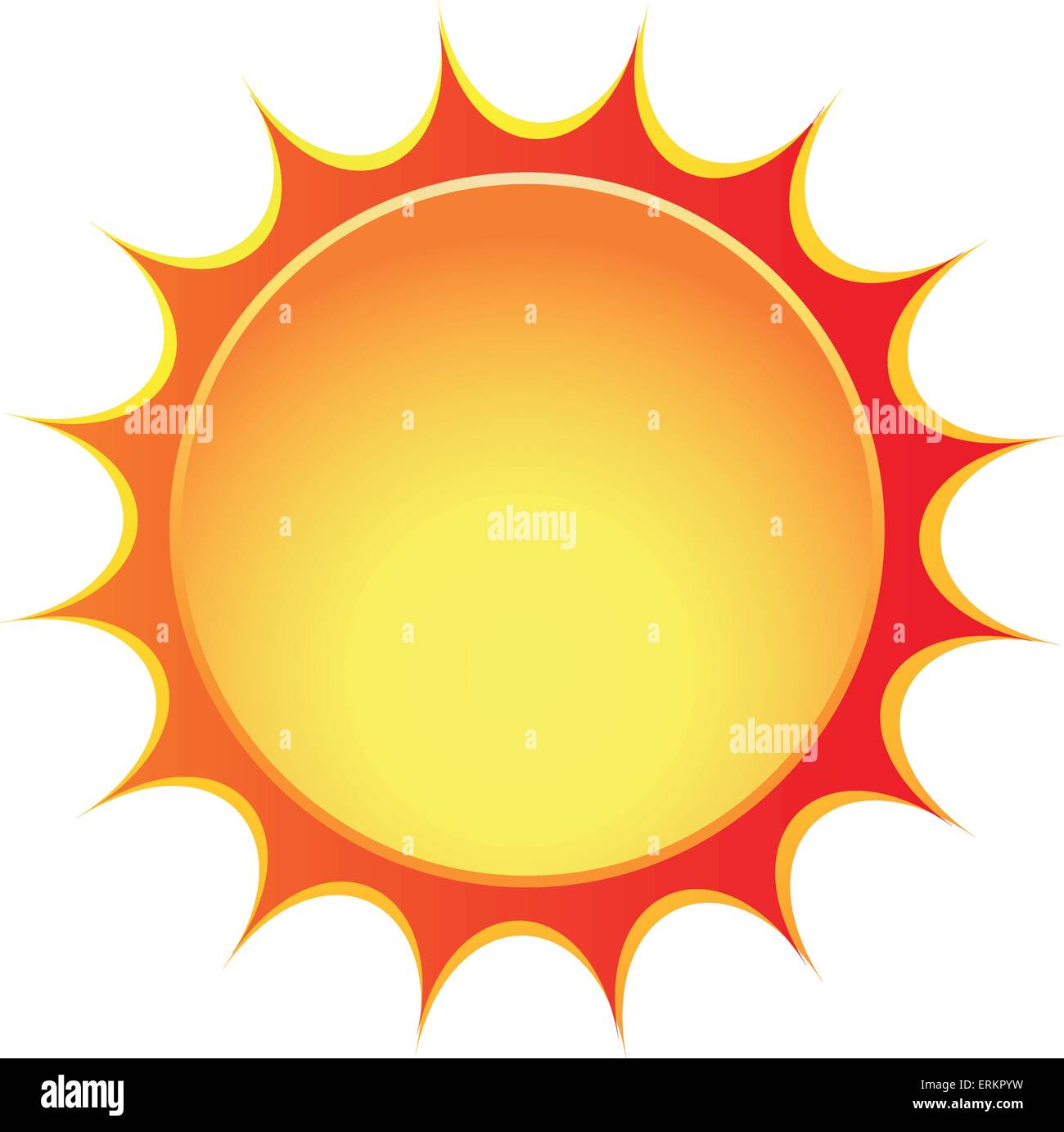 Vektor-Illustration von Sonnen-Symbol auf weißem Hintergrund Stock Vektor