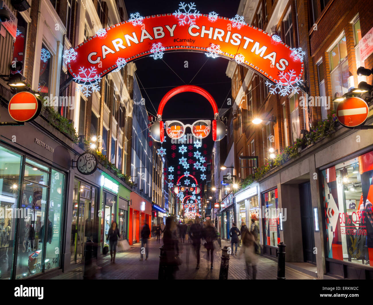 Weihnachtsbeleuchtung, Carnaby Street, London, England, Vereinigtes Königreich, Europa Stockfoto