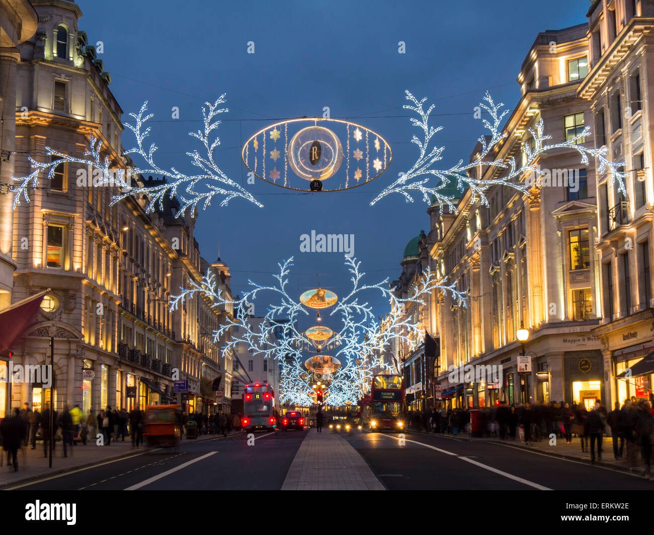 Christmas Lights, Regent Street, London, England, Vereinigtes Königreich, Europa Stockfoto
