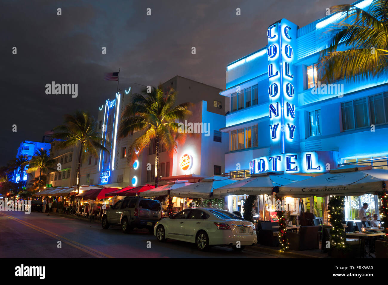 Colony Hotel, Ocean Drive, South Beach, Miami Beach, Florida, Vereinigte Staaten von Amerika, Nordamerika Stockfoto