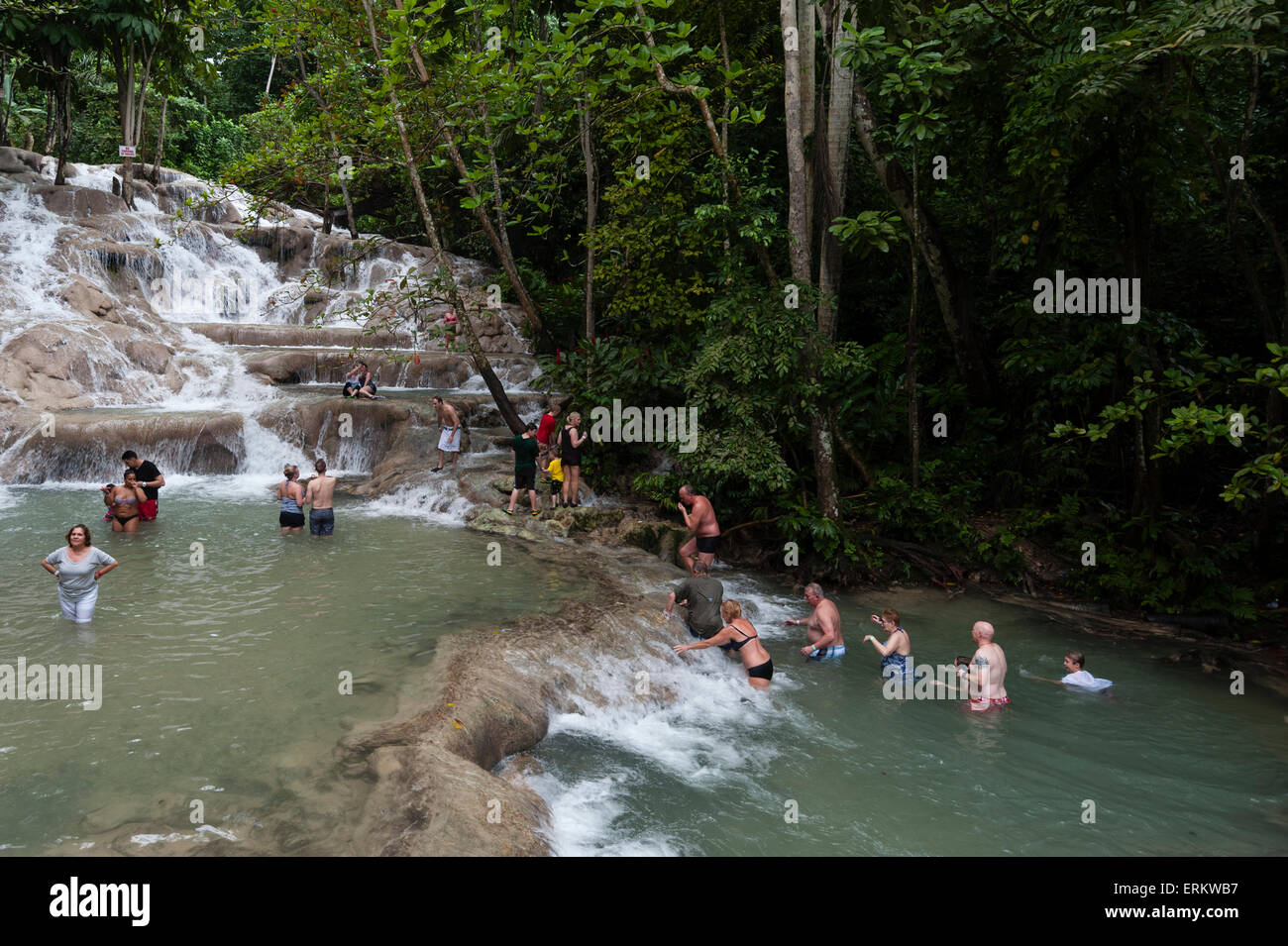 Dunns River Falls, Ocho Rios, Jamaika, Westindische Inseln, Karibik, Mittelamerika Stockfoto