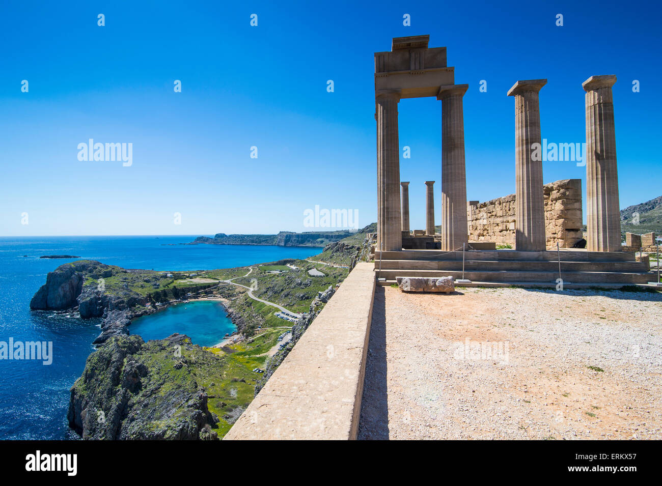 Akropolis von Lindos, Rhodos, Dodekanes-Inseln, griechische Inseln, Griechenland, Europa Stockfoto