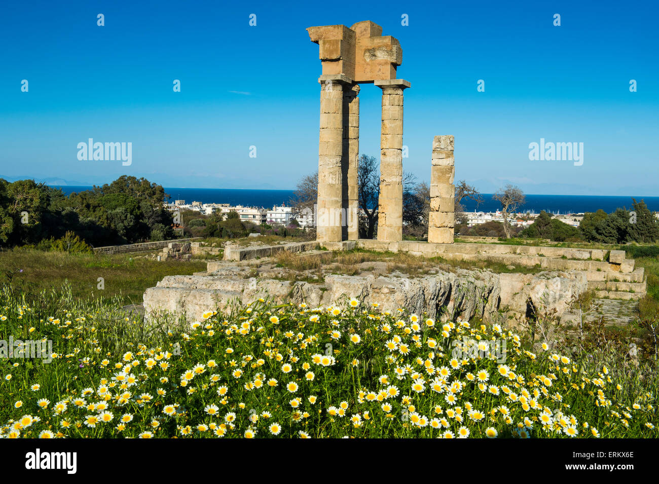Der Apollo-Tempel auf der Akropolis, Rhodos, Dodekanes, griechische Inseln, Griechenland, Europa Stockfoto