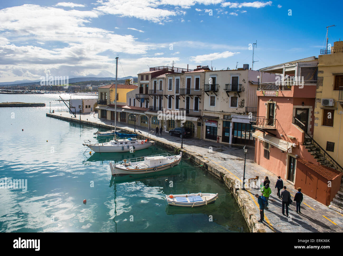Venezianische Hafen, Rethymno, Kreta, griechische Inseln, Griechenland, Europa Stockfoto