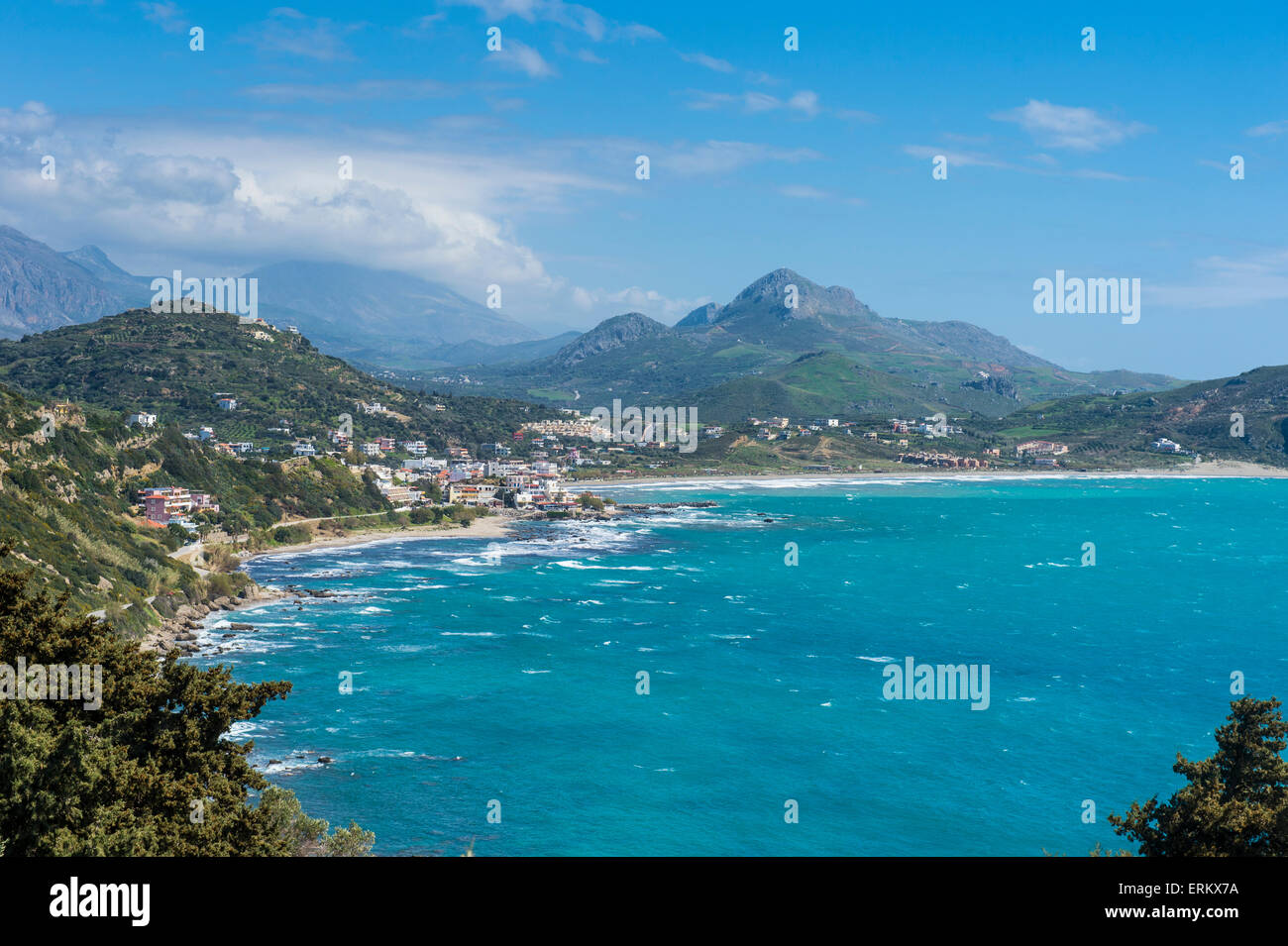 Blick über Plakas auf der Südküste von Kreta, griechische Inseln, Griechenland, Europa Stockfoto