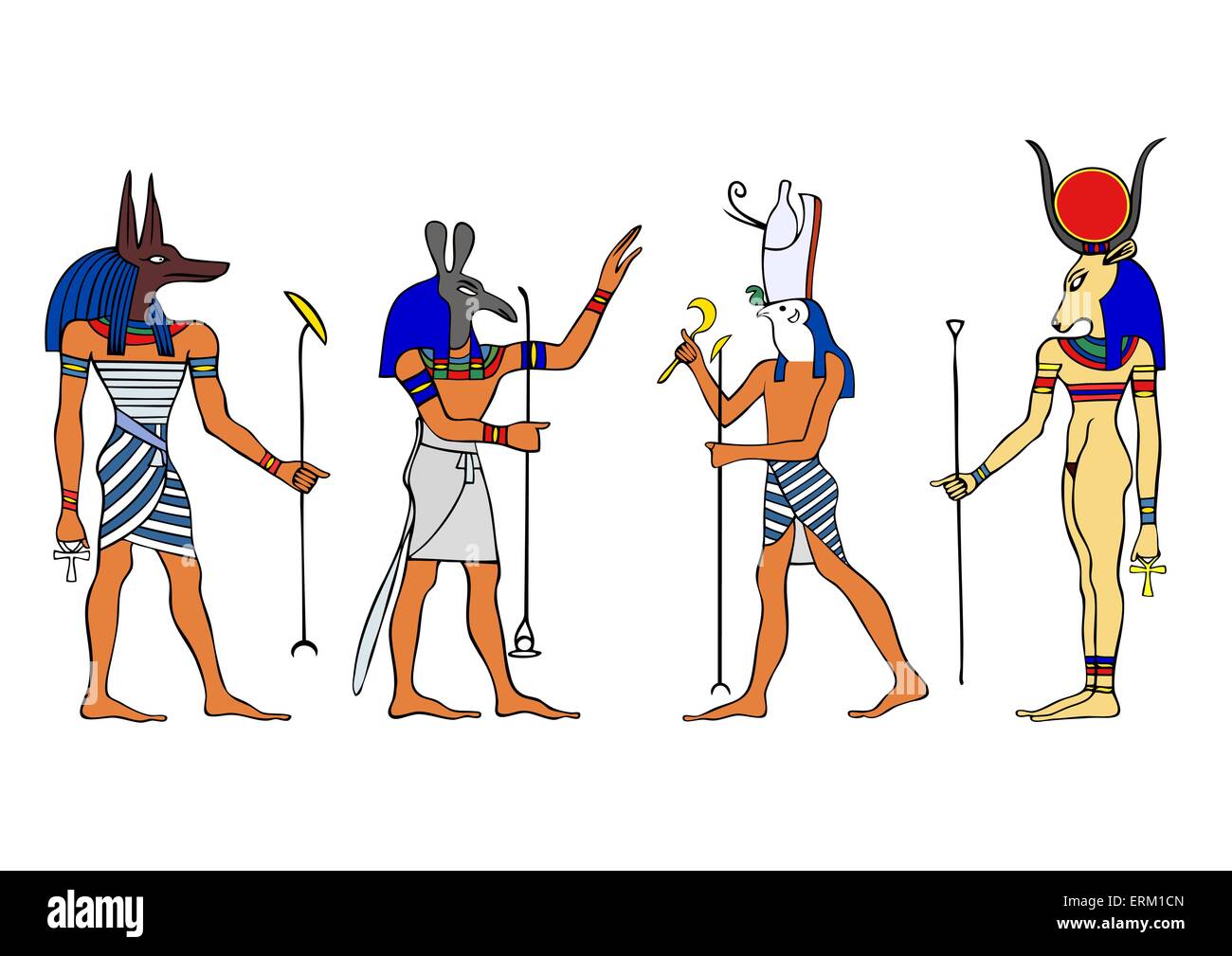 Verschiedenen ägyptischen Götter und Göttin - Vektor Stock Vektor