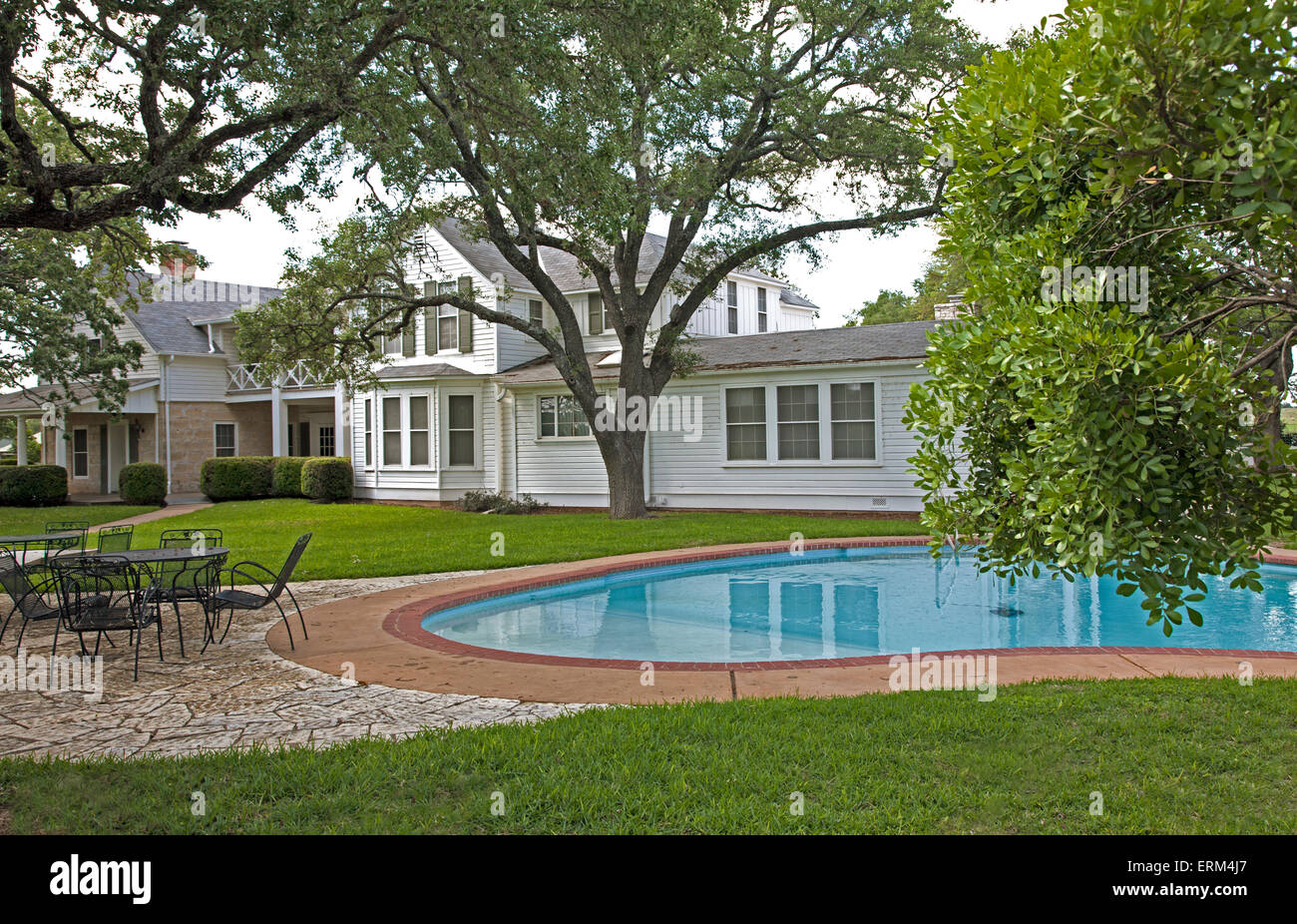 Das Schwimmbad im Texas White House, Ranch Haus Lyndon B. Johnson und Lady Bird Johnson. Stockfoto