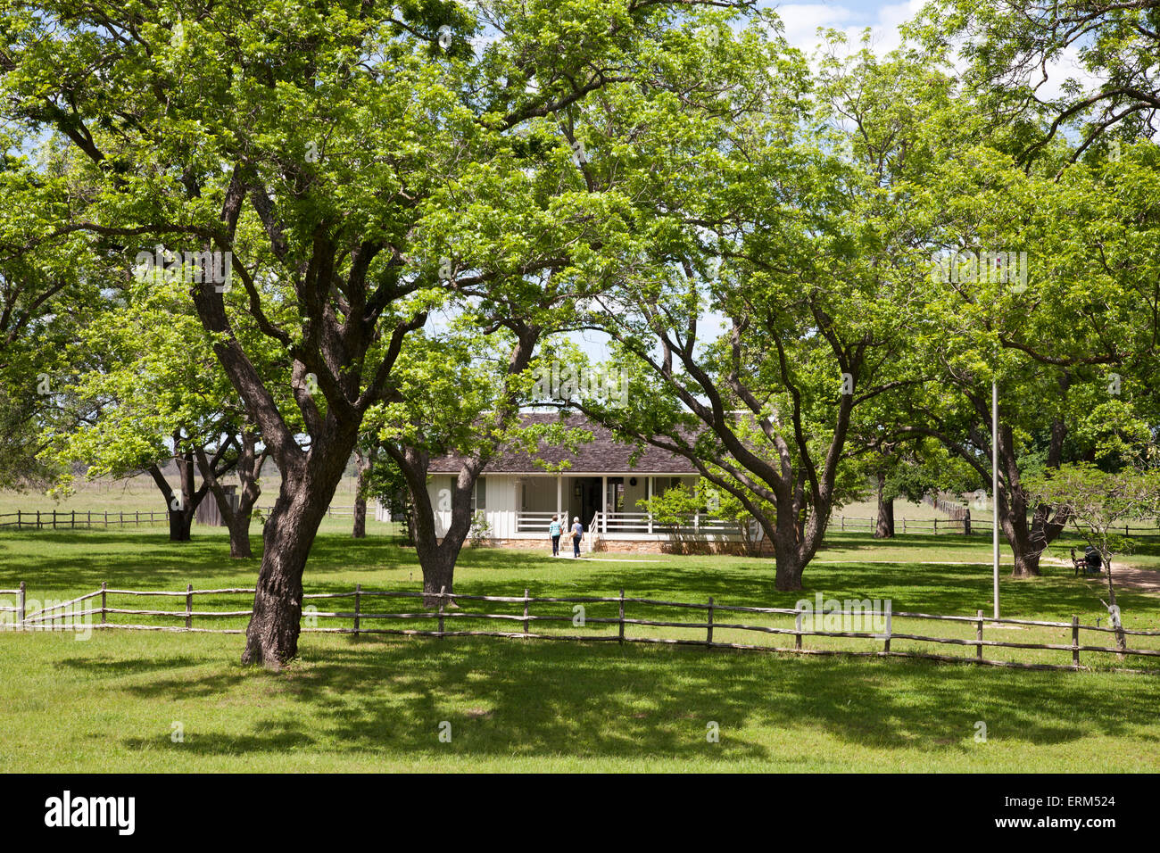 Rekonstruktion der Lyndon B. Johnsons Geburtsort, LBJ Ranch National Historic Site, Stonewall, Texas. Stockfoto
