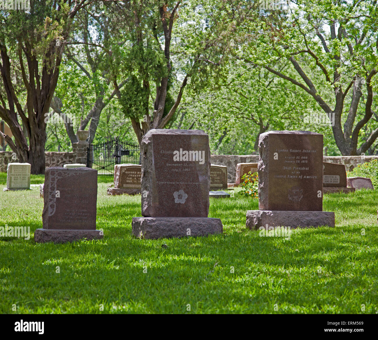 Der Johnson Familie Friedhof, letzte Ruhestätte der Lyndon B. Johnson und Lady Bird Johnson. Stockfoto