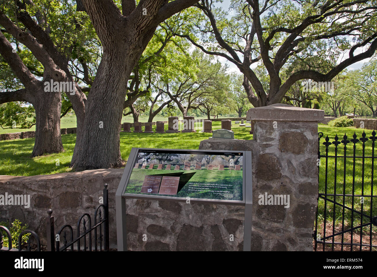 Der Johnson Familie Friedhof, letzte Ruhestätte der Lyndon B. Johnson und Lady Bird Johnson, Stonewall, Texas. Stockfoto
