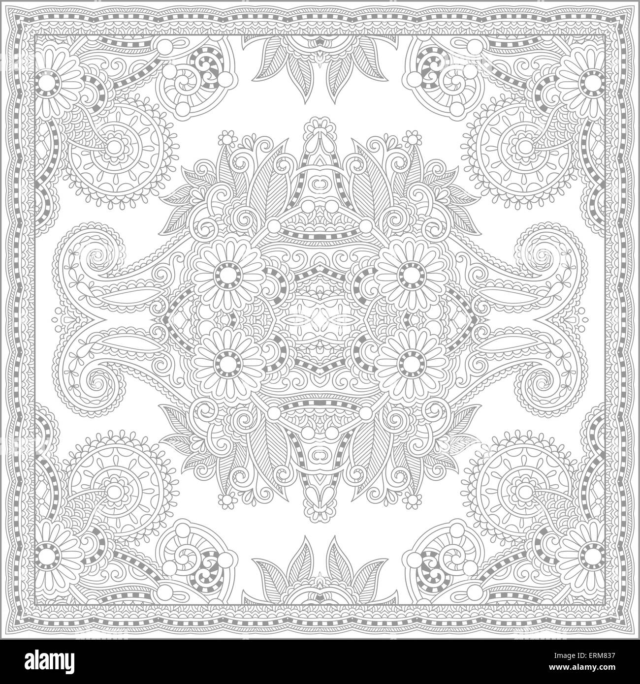 einzigartige Malbuch quadratischen Seite für Erwachsene - floral authentische c Stock Vektor