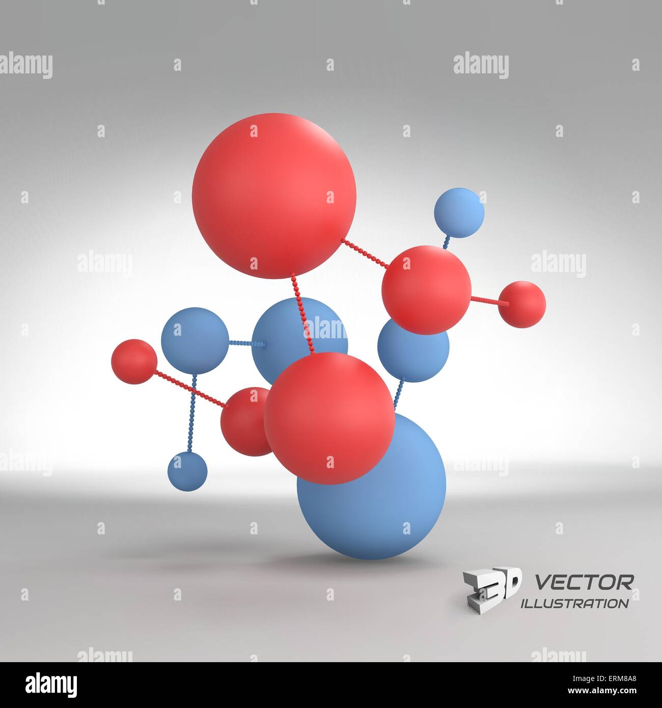 Molekulare Struktur mit Kugeln. 3D Vektor Illustration. Stock Vektor