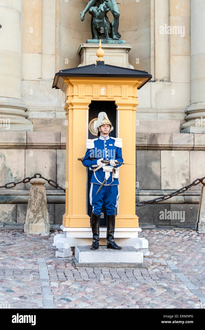Wache im schwedischen königlichen Palast in Stockholm Stockfoto