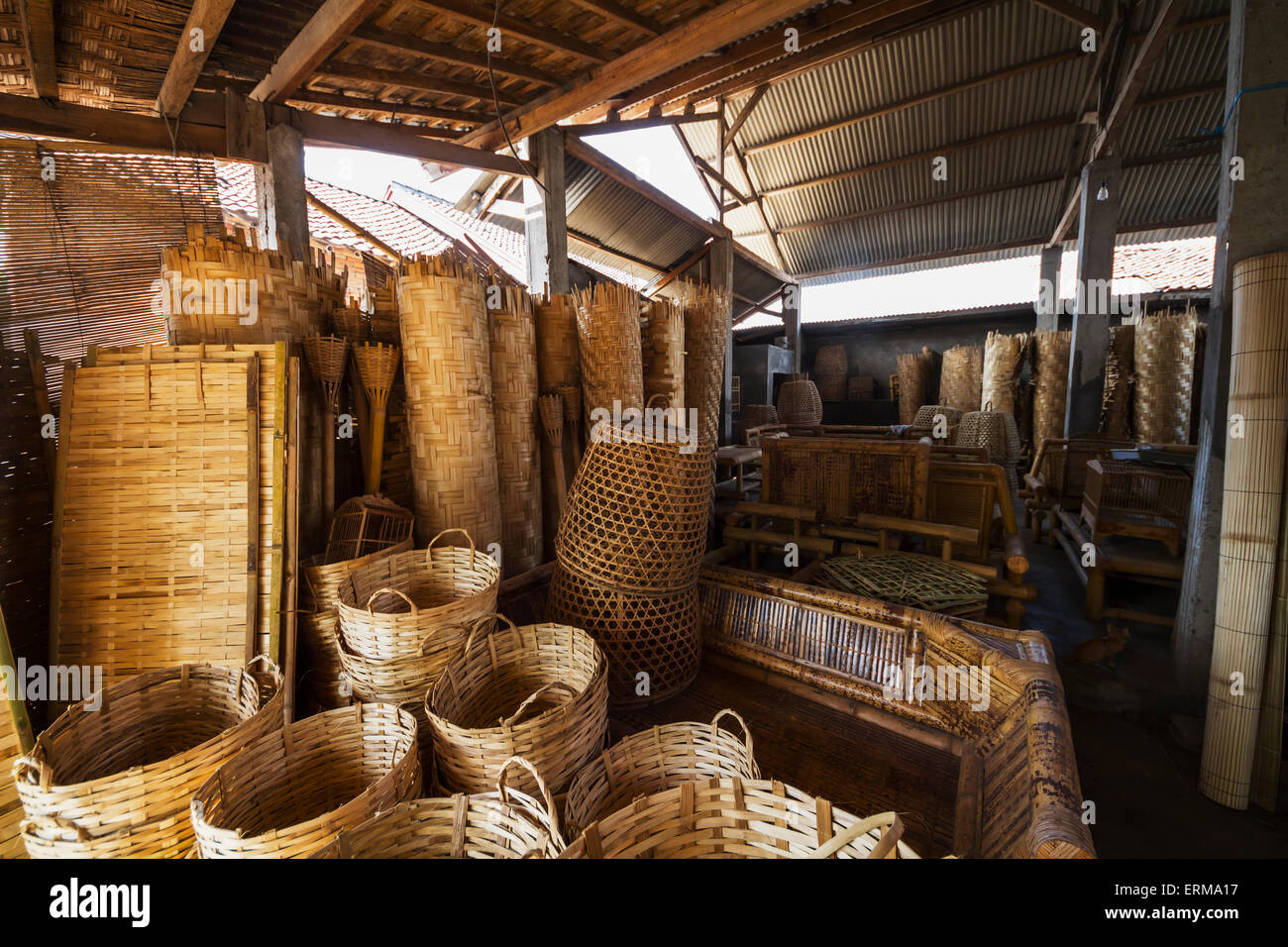 Handwerk; Kunst; Handwerk; Indonesien; Indonesische; Java; Lombok; West Nusa Tenggara; Bambus Stockfoto