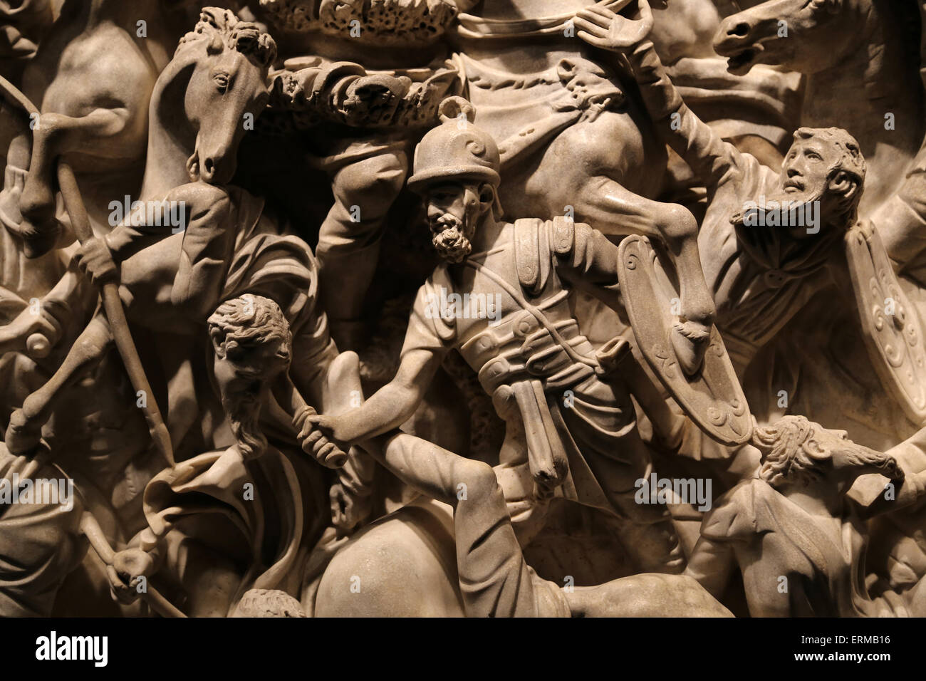 Portonaccio Sarkophag. 180 N. CHR.. Schlacht zwischen Römern und Germanistik in Marcomannics kriegen. Römische Nationalmuseum. Palast Massimo Stockfoto