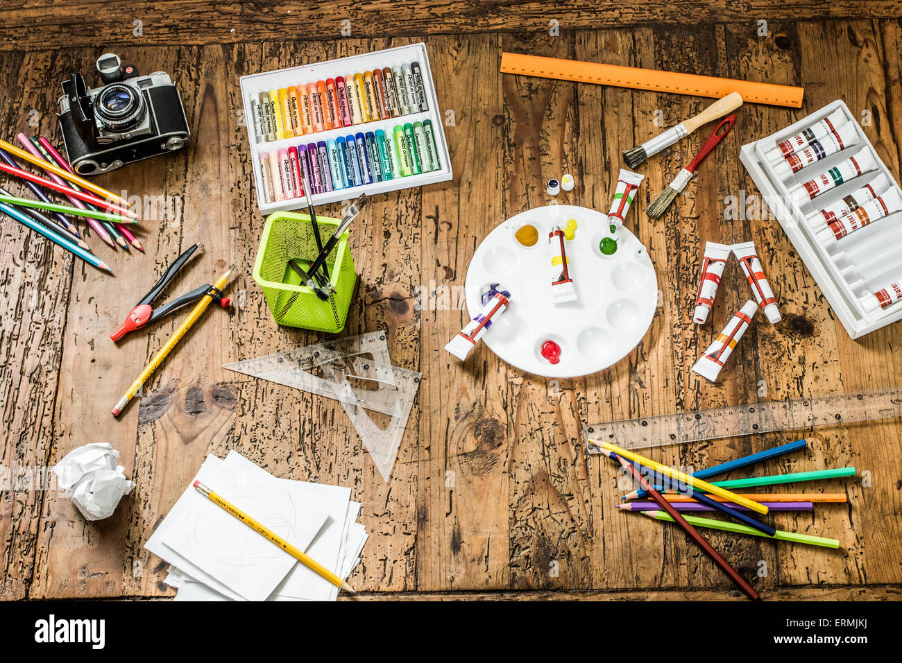Künstler kreative Arbeitstisch Stockfoto