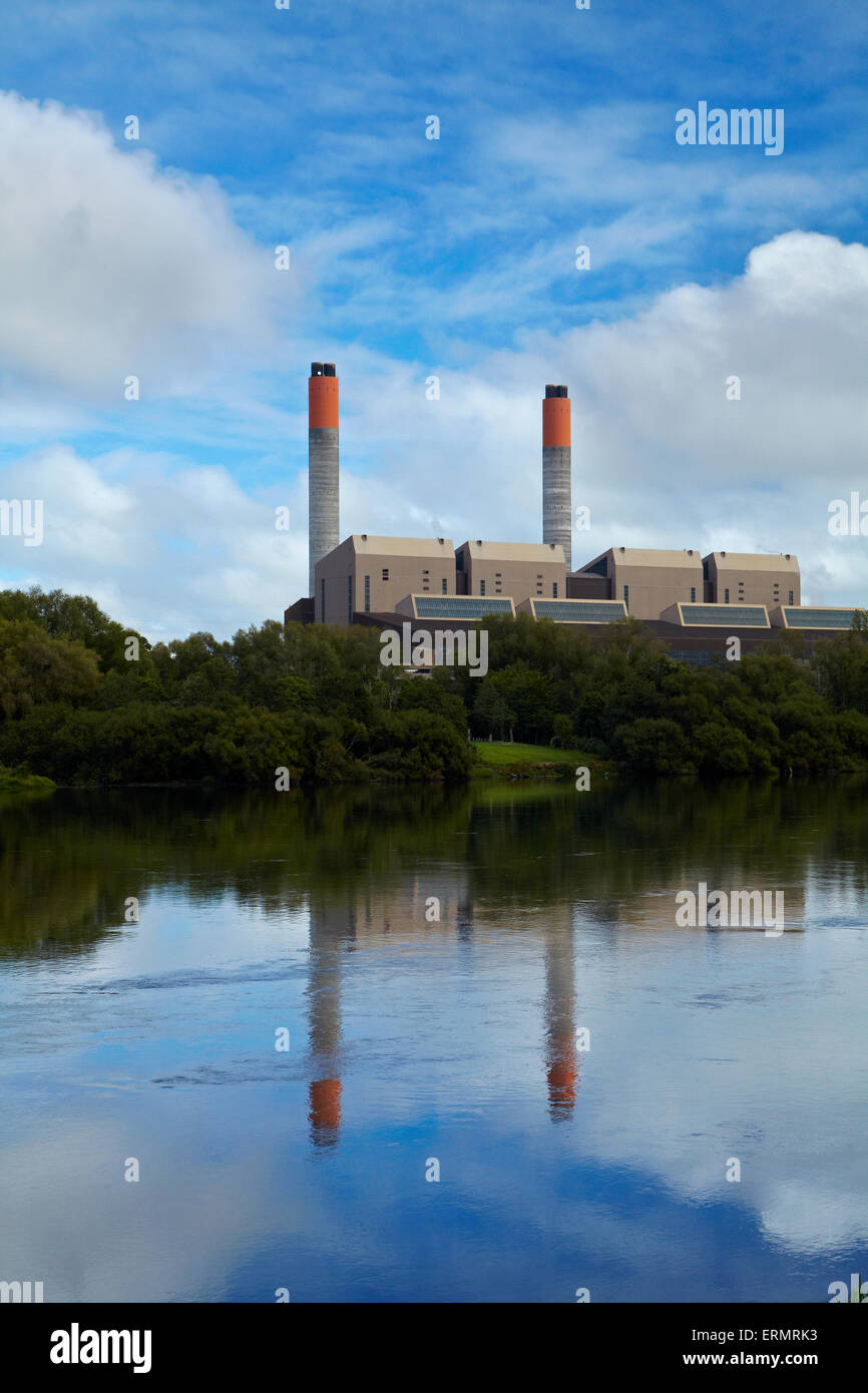 Huntly Kraftwerk und Waikato River, Waikato, Nordinsel, Neuseeland Stockfoto