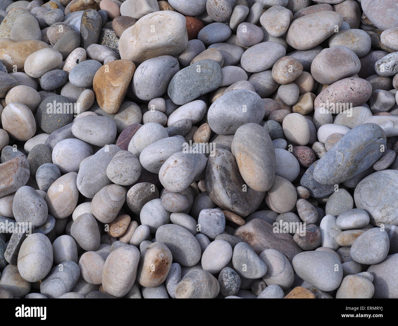 Kieselsteine am Strand Stockfoto