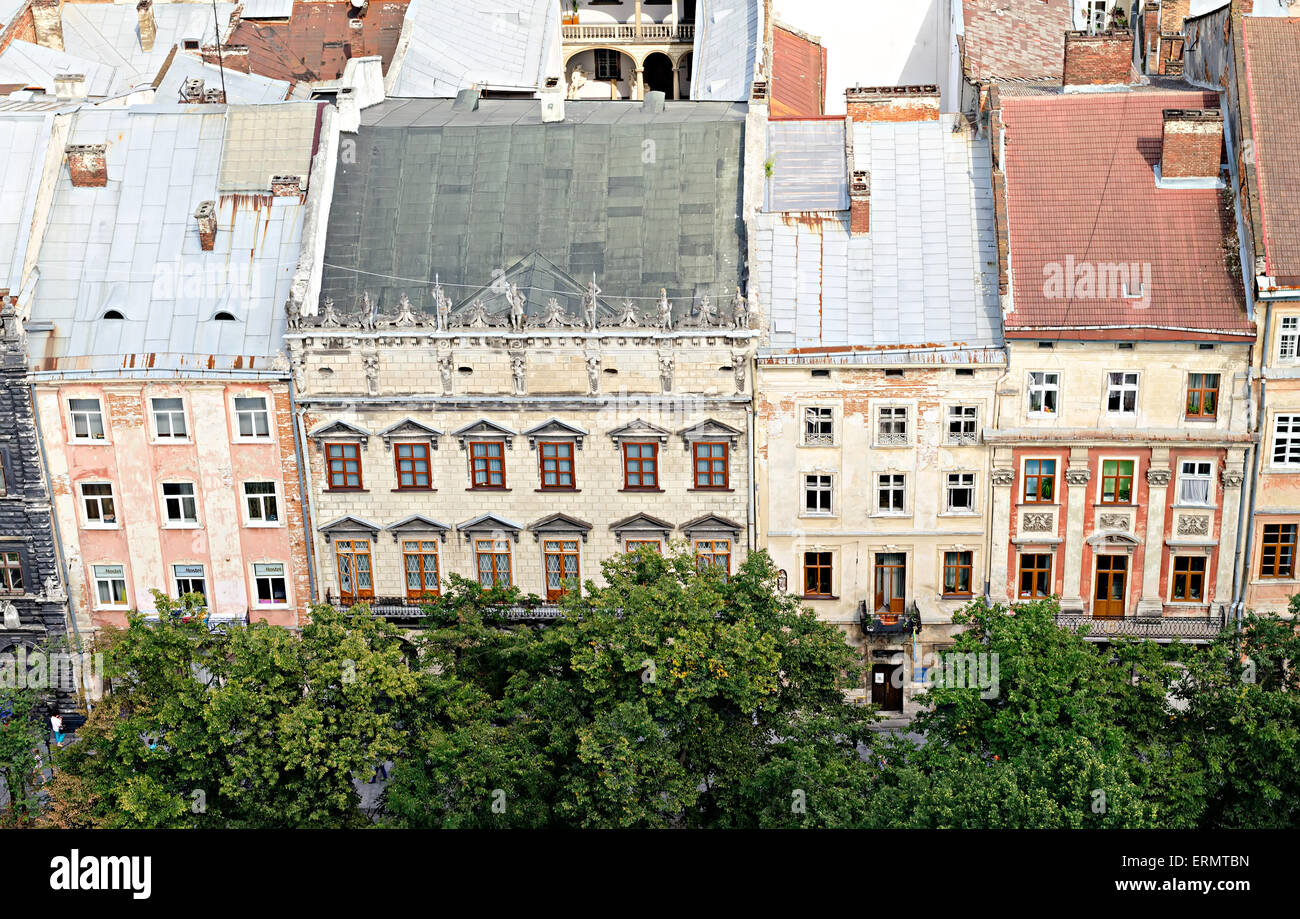 Blick von Höhe auf Lemberg Stockfoto