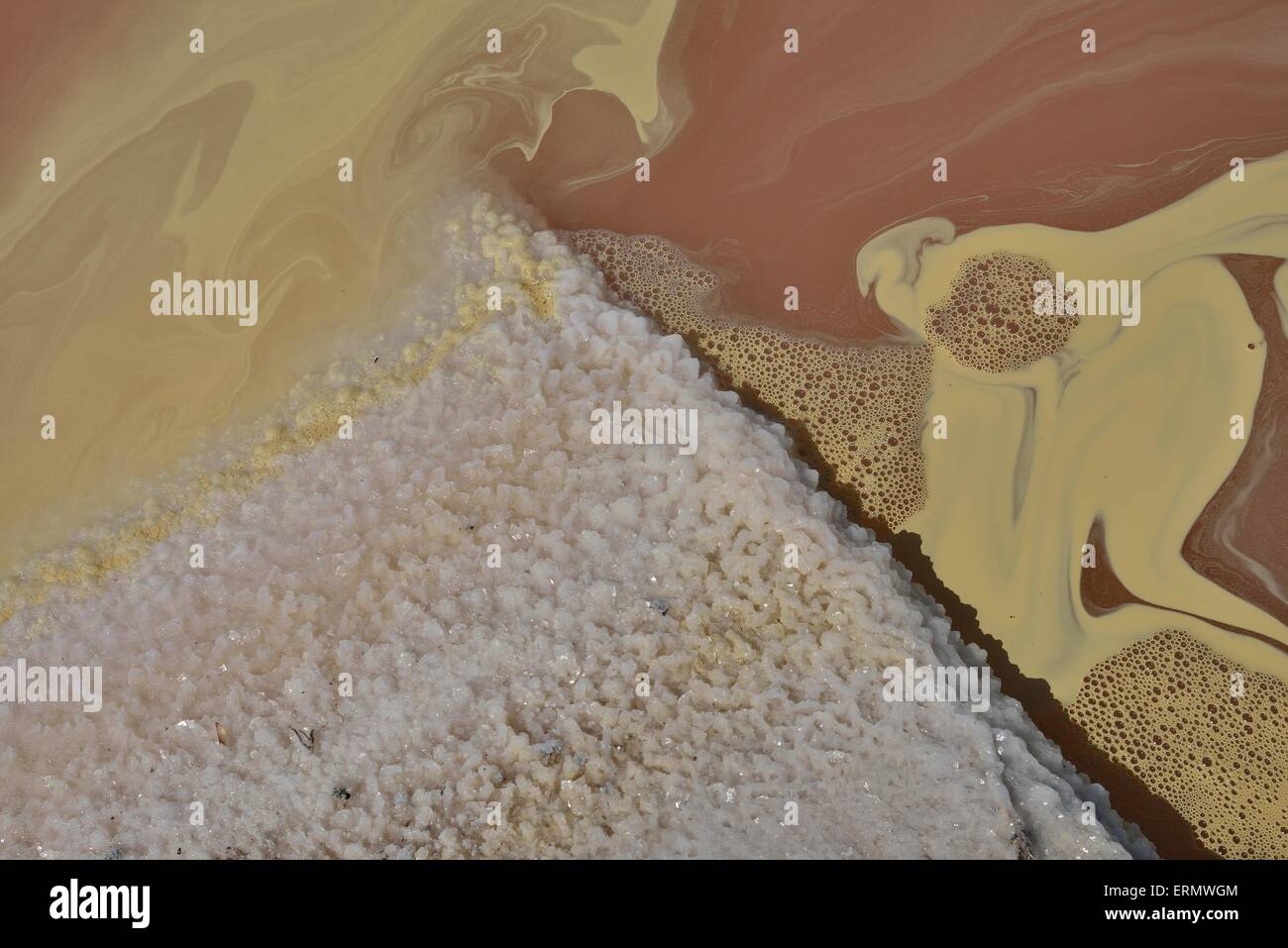 Meersalz Extraktion in Detail, Salinas de Levante, Salines de Llevant, Salinen, Es Trenc, Mallorca, Balearen, Spanien Stockfoto