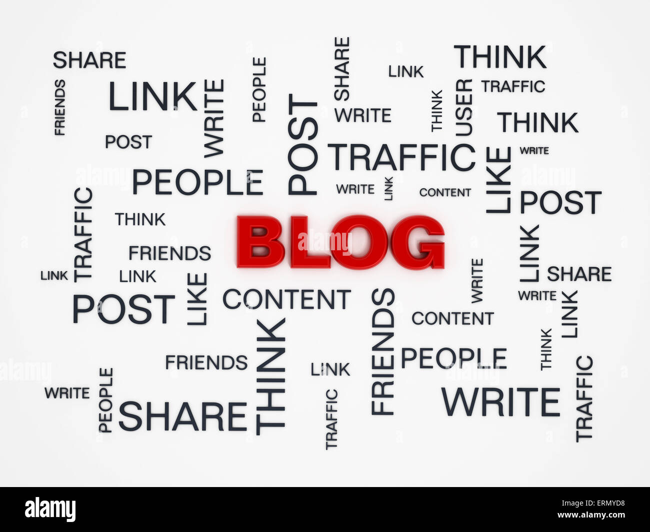 Blog-Konzeption auf weißem Hintergrund Stockfoto