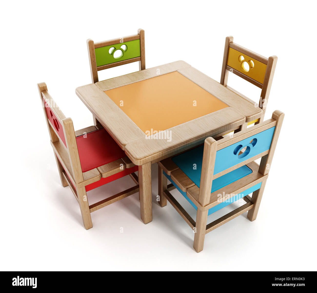 Kinder Tische und Stühle isoliert auf weißem Hintergrund. Stockfoto