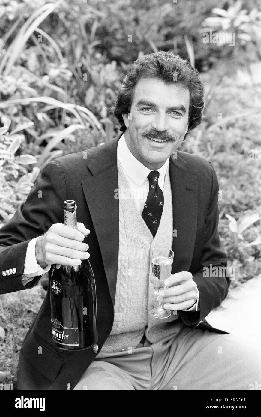 Tom Selleck, Schauspieler, Fototermin, London, 2. Mai 1985. Stockfoto