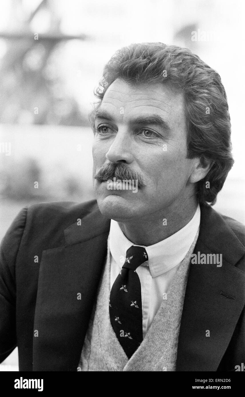 Tom Selleck, Schauspieler, Fototermin, London, 2. Mai 1985. Stockfoto