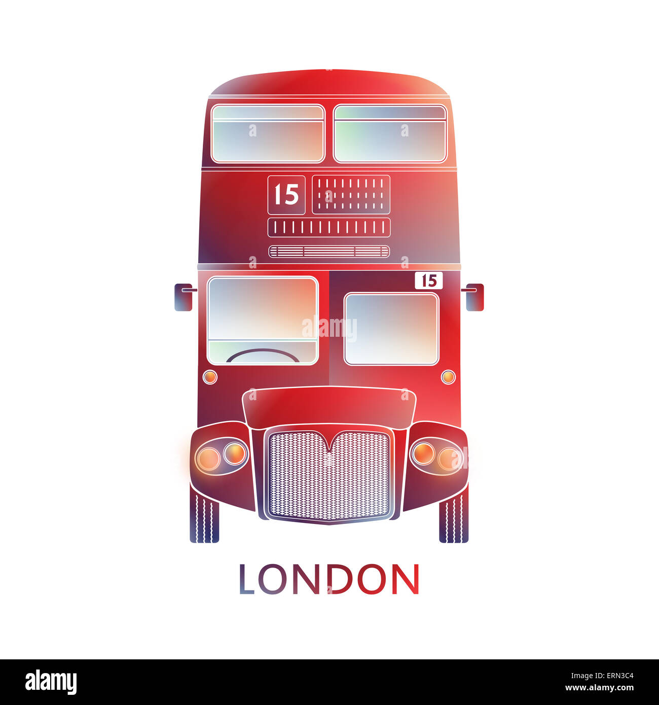 Symbol für London - rote Bus-Symbol – bunte Grafik - modernes Design. Llustration vereinfacht, Info - Grafiken, Silhouette style Stockfoto
