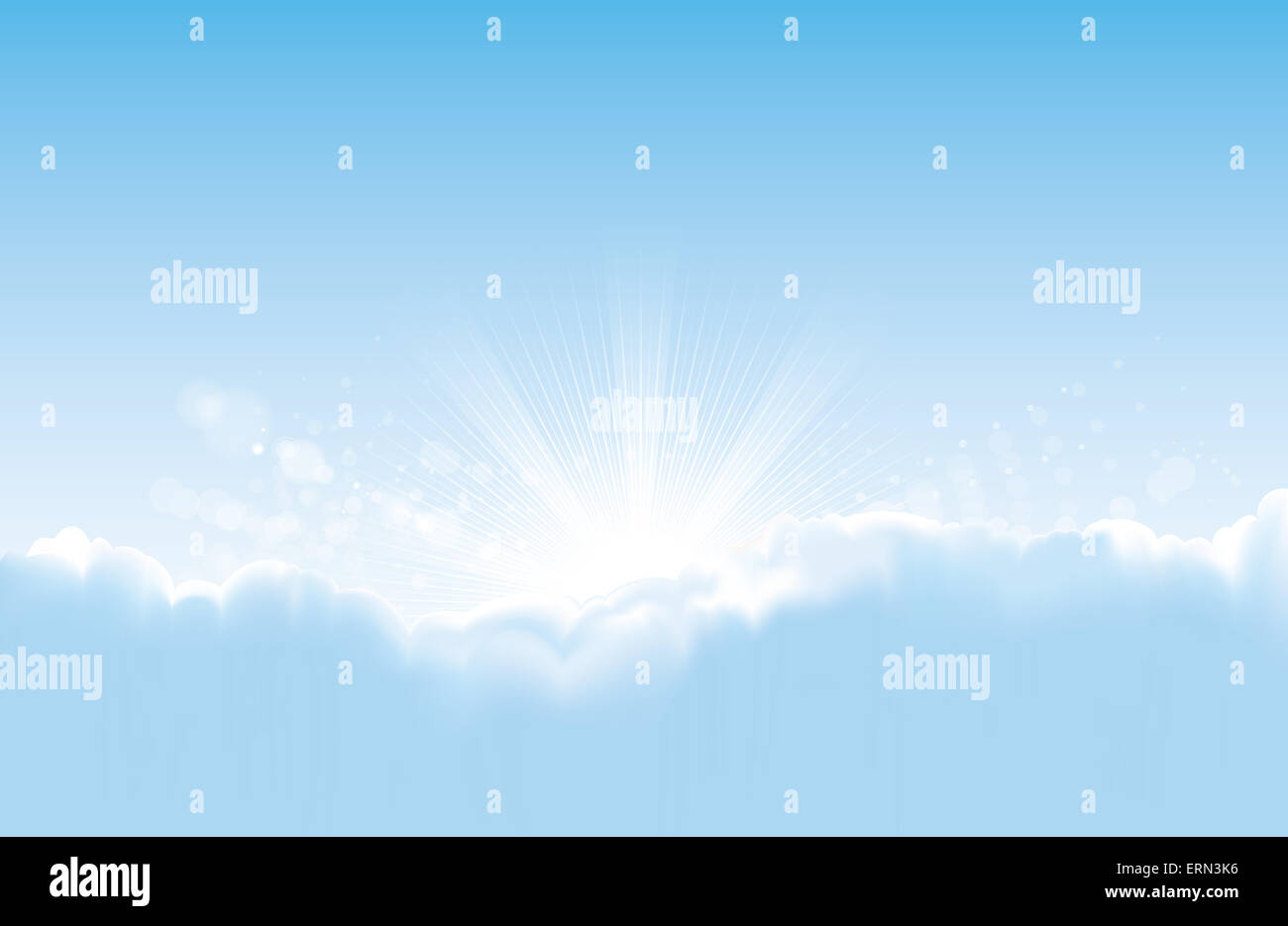 Sunrise – die Sonne am blauen Himmel - Sonnenaufgang über den Wolken - Glaube-Hoffnung-glaube - Infinity Stockfoto