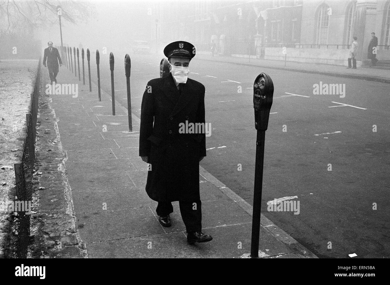 Szenen aus einem Nebel gebunden London, 5. Dezember 1962. Stockfoto