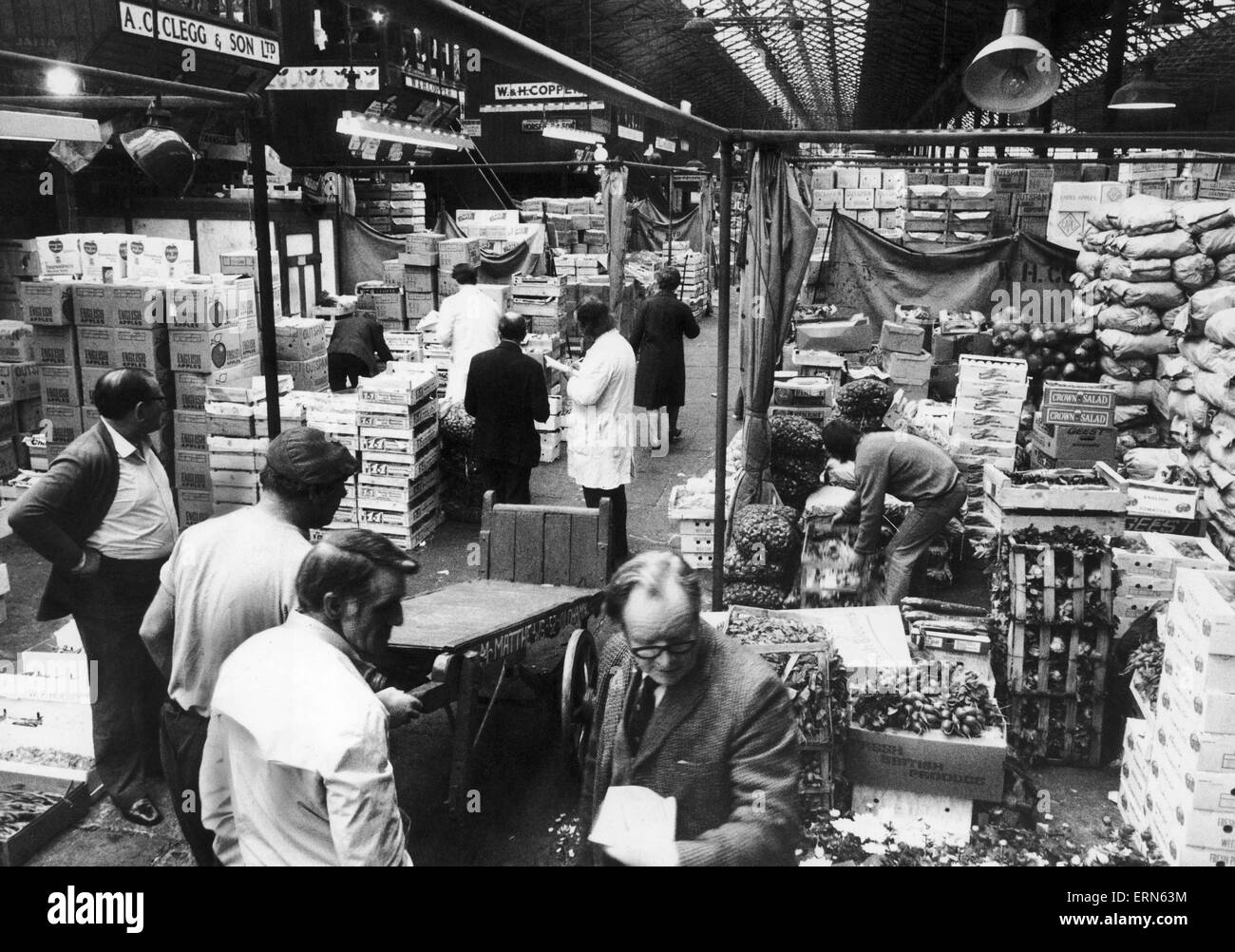Gesamtansicht der Smithfield Market in Manchester. 13. September 1973 Stockfoto