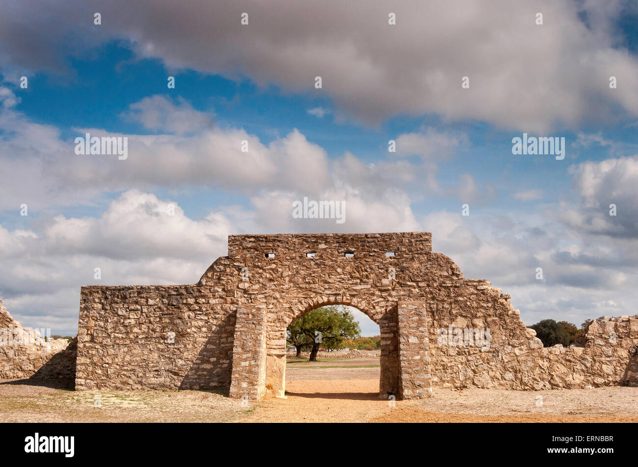 Presidio de San Saba, rekonstruiert im 2010 spanische Festung am Edwards Plateau in der Nähe von Menard, Texas, USA Stockfoto