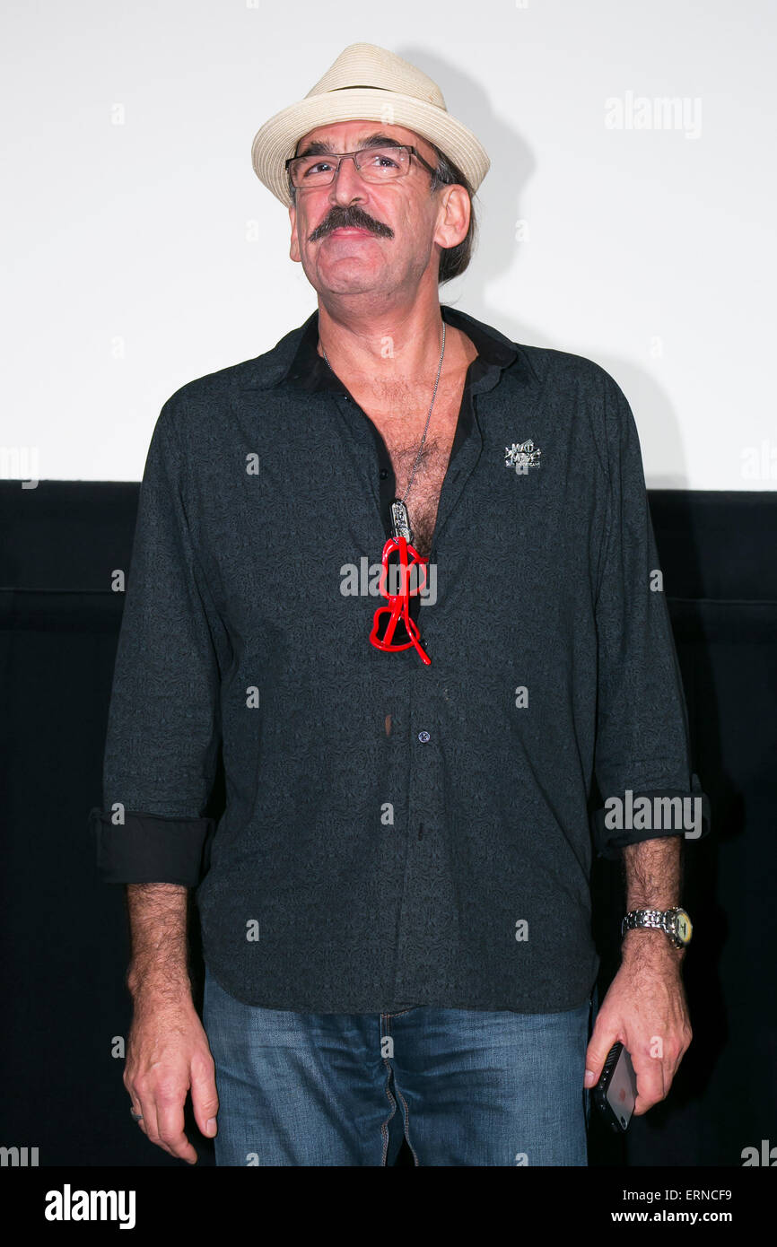 Schauspieler Paul Johnstone aus dem Originalfilm Mad Max (1979) besucht die '' Mad Max: Fury Road'' Bühne Begrüßung in der Innenstadt von Tokio am 5. Juni 2015. Der Film schlägt die Theatern in ganz Japan am 20. Juni. (Foto von Rodrigo Reyes Marin/AFLO) Stockfoto