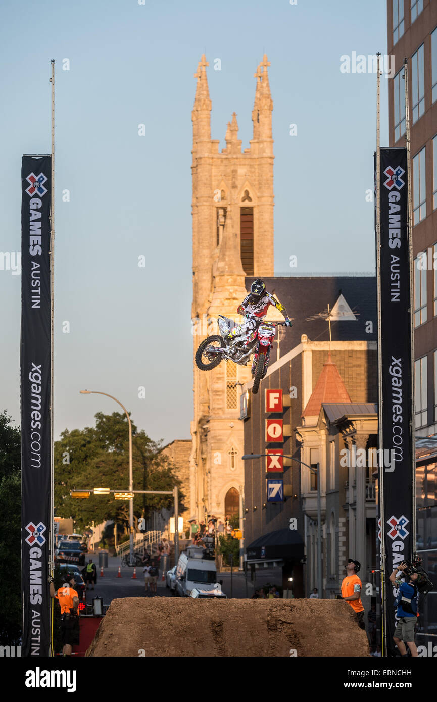 Austin, Texas, USA. 4. Juni 2015. Matt Buyten 5. Platz, X Games 2015 Moto X Step Up Finals in Austin, Texas, USA-Credit: J. Dennis Thomas / Alamy Live News Stockfoto