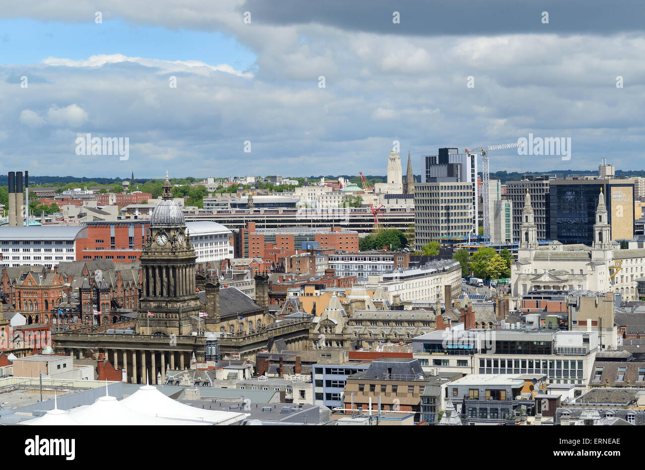 erhöhte Ansicht von Leeds Rathaus erbaut 1858 von Cuthbert Brodrick Yorkshire Großbritannien entworfen Stockfoto