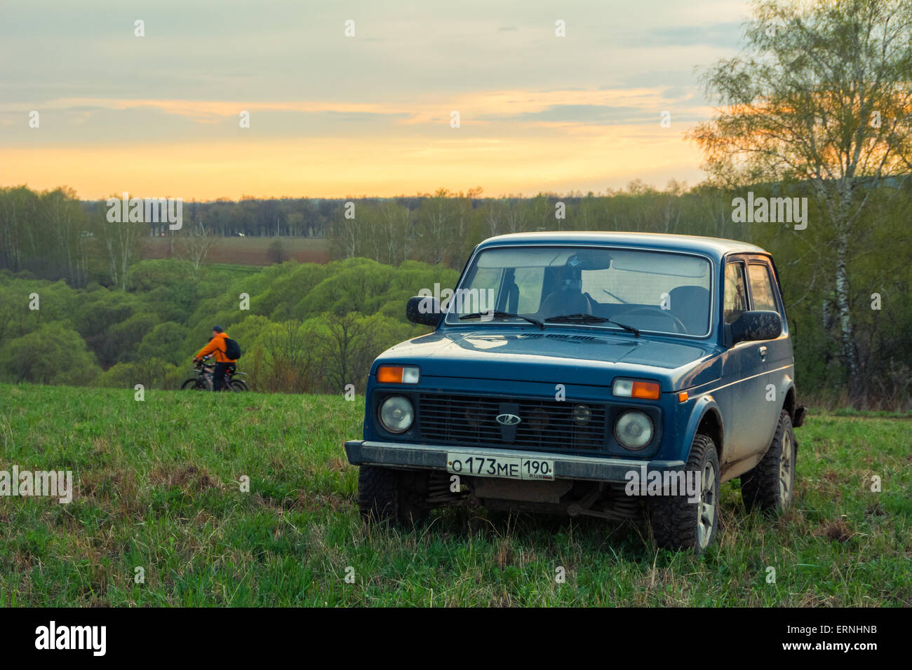 Sowjetische und russische SUV Lada Niva 4 x 4 Stockfoto