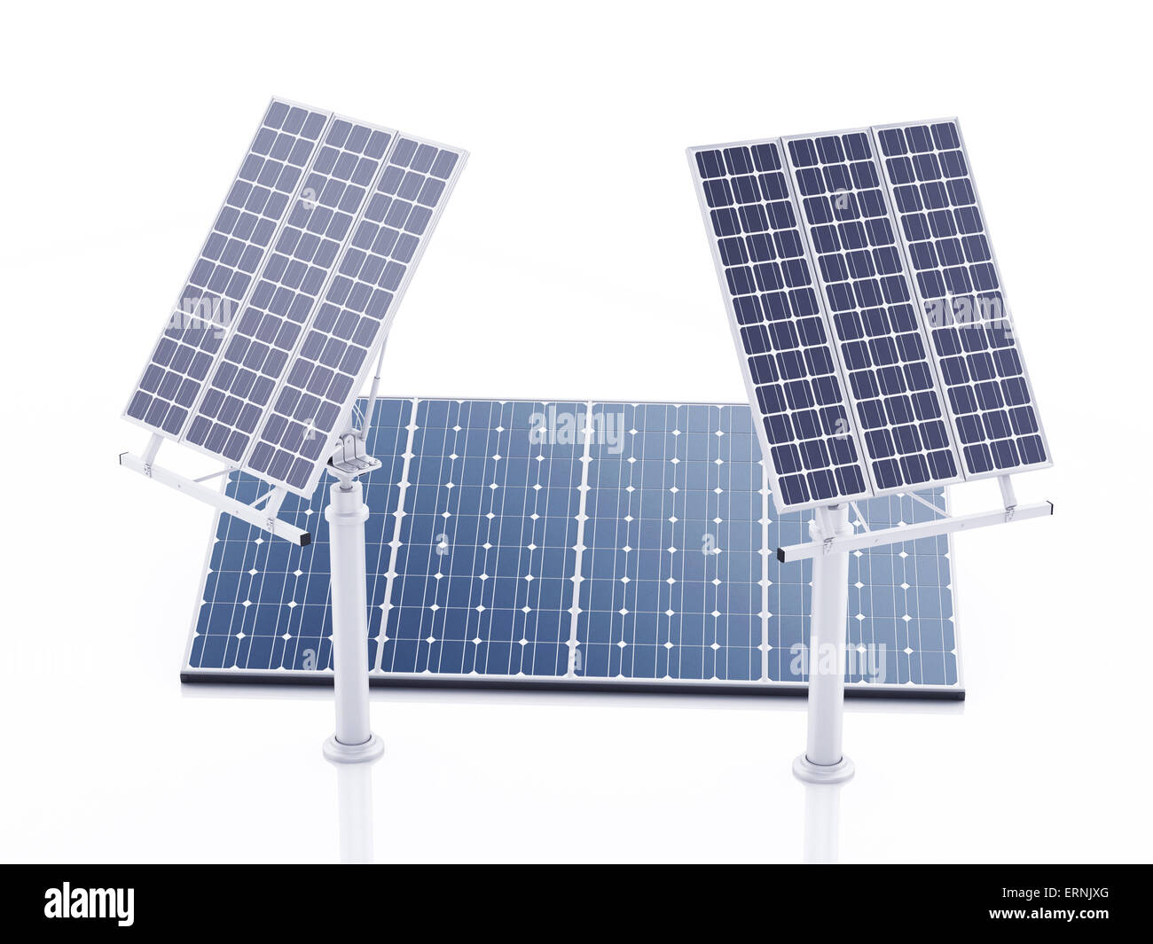 3D-Bild. Sonnenkollektoren, alternative Energien. Isolierten weißen Hintergrund Stockfoto