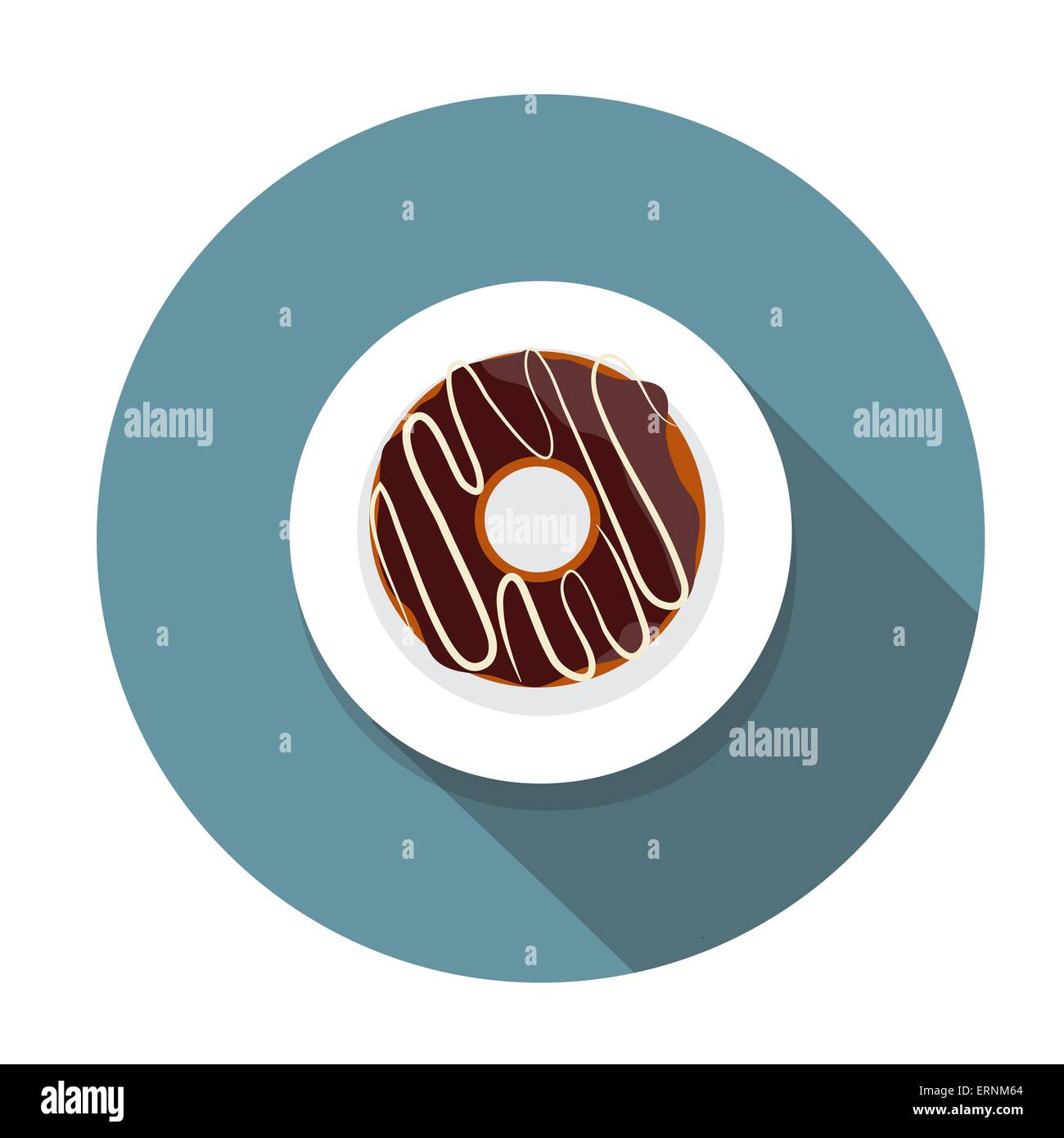 Donut-flach-Symbol mit langen Schatten, Vektor-Illustration Stock Vektor