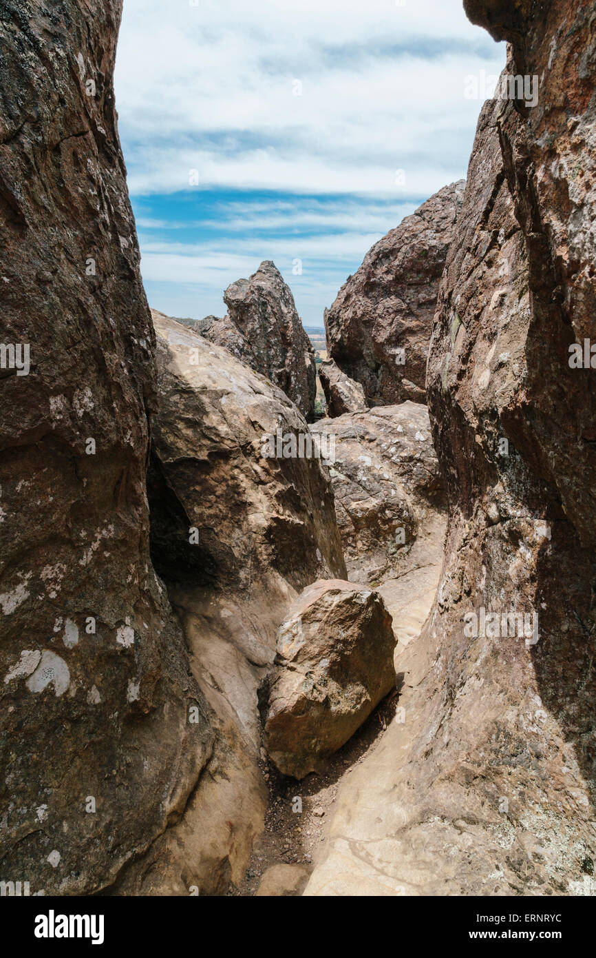 Hanging Rock (Mt. Diogenes) Erholung Reserve, Macedon Ranges, Victoria, Australien Stockfoto