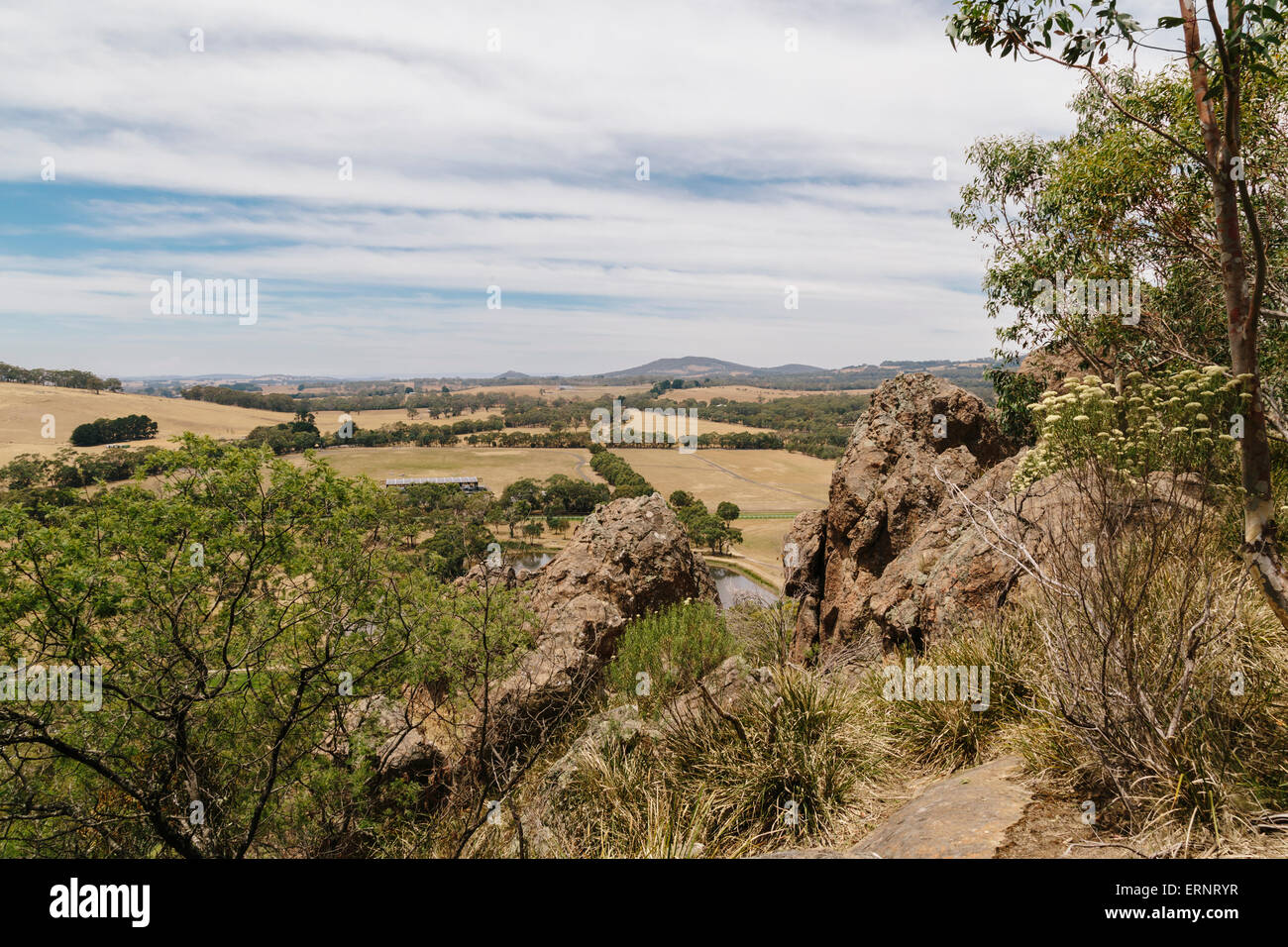 Hanging Rock (Mt. Diogenes) Erholung Reserve, Macedon Ranges, Victoria, Australien Stockfoto