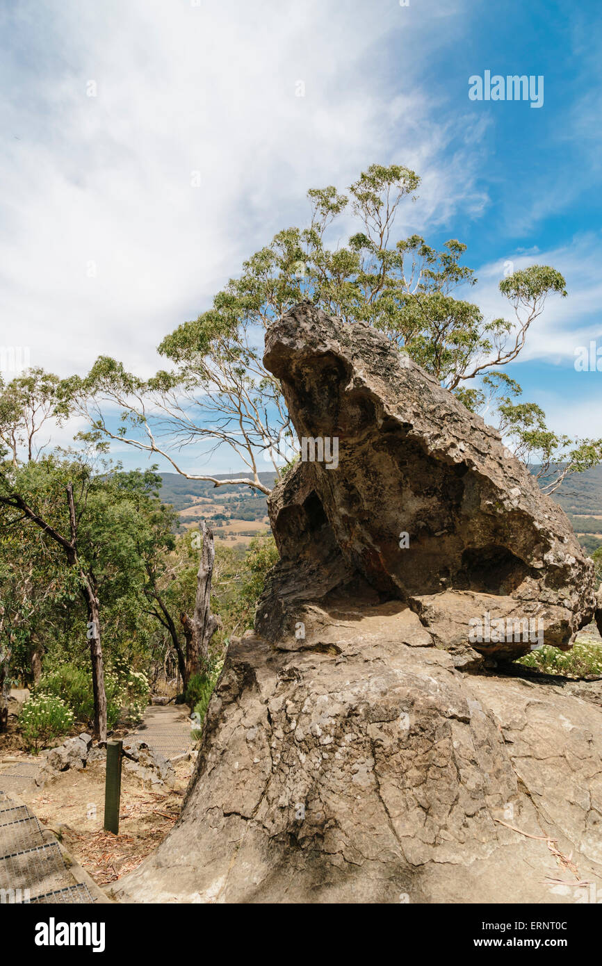 Hanging Rock (Mt. Diogenes) Erholung Reserve, Macedon Ranges, Victoria, Australien Stockfoto